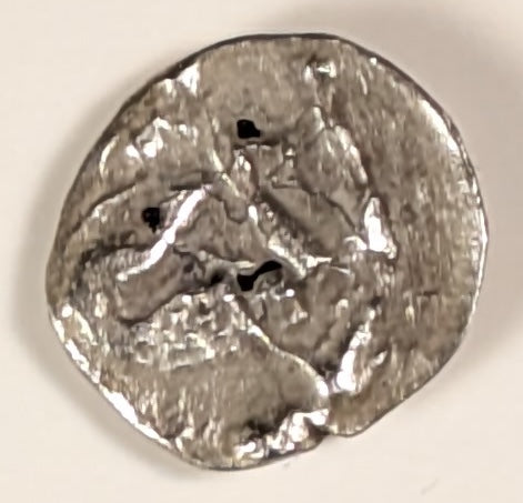 CALABRIA, Tarentum ~ 302-228 BC ~ Silver Diobol (.75g) (or Obol) ~ Head of Athena right, wearing crested helmet ~ Hercules standing right, strangling Nemean Lion.  ~ As Vlasto-1316 ~ F, some oxidation