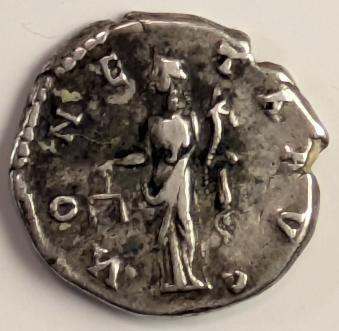 ROMAN EMPIRE, Antoninus Pius ~ 138-161 (144) ~ Silver Denarius (2.91g) ~ Laureate bust right ~ Moneta standing left, holding scales and cornucopia ~ MONETA AVG ~ SR-4092, Ric-76b, RSC0557b