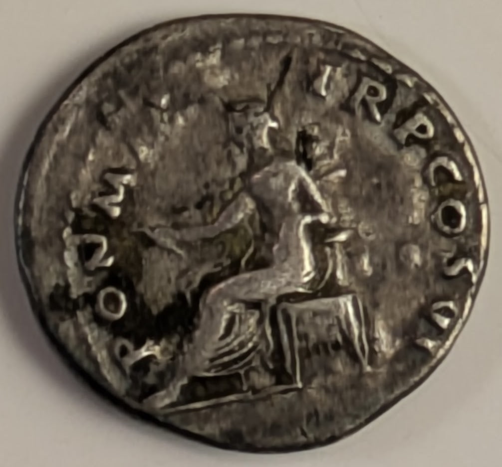 ROMAN EMPIRE, Vespasian ~ 69-79 (AD 75) ~ Silver Denarius (3.28g) ~ Laureate bust right IMP CAESAR VESPASIANVS AVG ~ Pax seated left holding oive-branch PON MAX TR P COS VI ~ SR-2301, RSC-366 ~ Fine