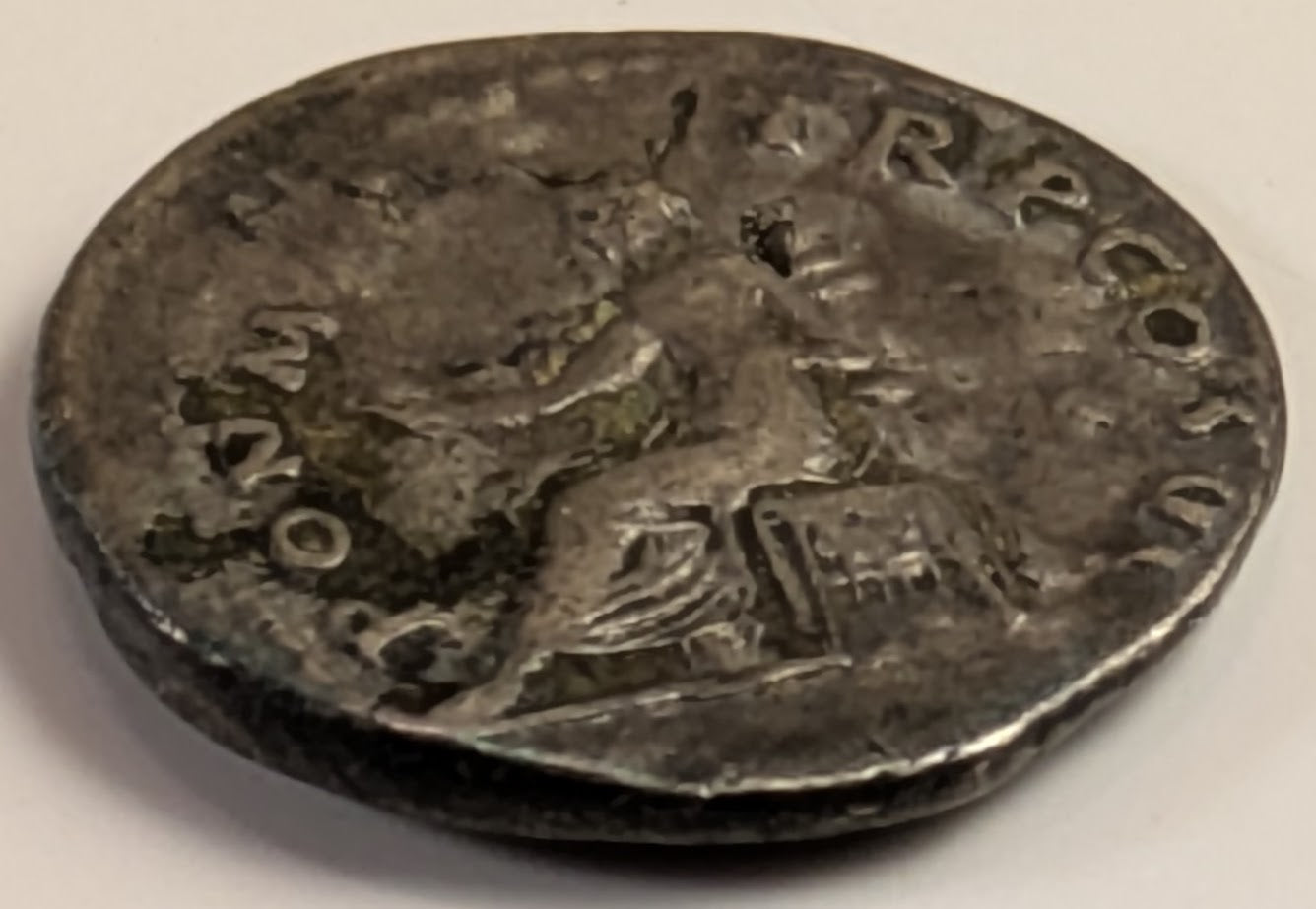 ROMAN EMPIRE, Vespasian ~ 69-79 (AD 75) ~ Silver Denarius (3.28g) ~ Laureate bust right IMP CAESAR VESPASIANVS AVG ~ Pax seated left holding oive-branch PON MAX TR P COS VI ~ SR-2301, RSC-366 ~ Fine