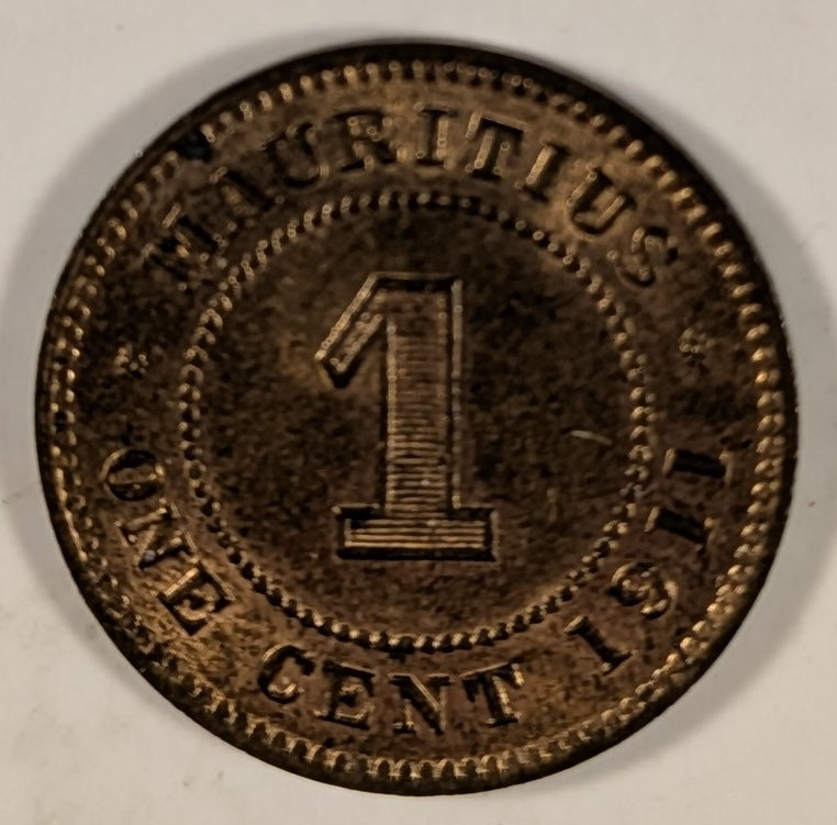 MAURITIUS, Crown Colony. George V ~ 1911 ~ 1 Cent ~ Y-6, KM-12 ~ Nice R&B unc