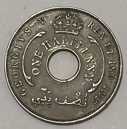 BRITISH WEST AFRICA, British Colony, George V ~ 1914 ~ Half Penny ~ better date ~ Y-8, KM-8 ~ VF+