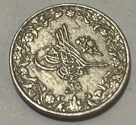 EGYPT, Abdul Hamid II ~ 1293/29 (1903) ~ 1/10 Qirsh ~ Toughra, regnal year ~ Denomination, accession year ~ Y-14, KM-289 ~ Unc
