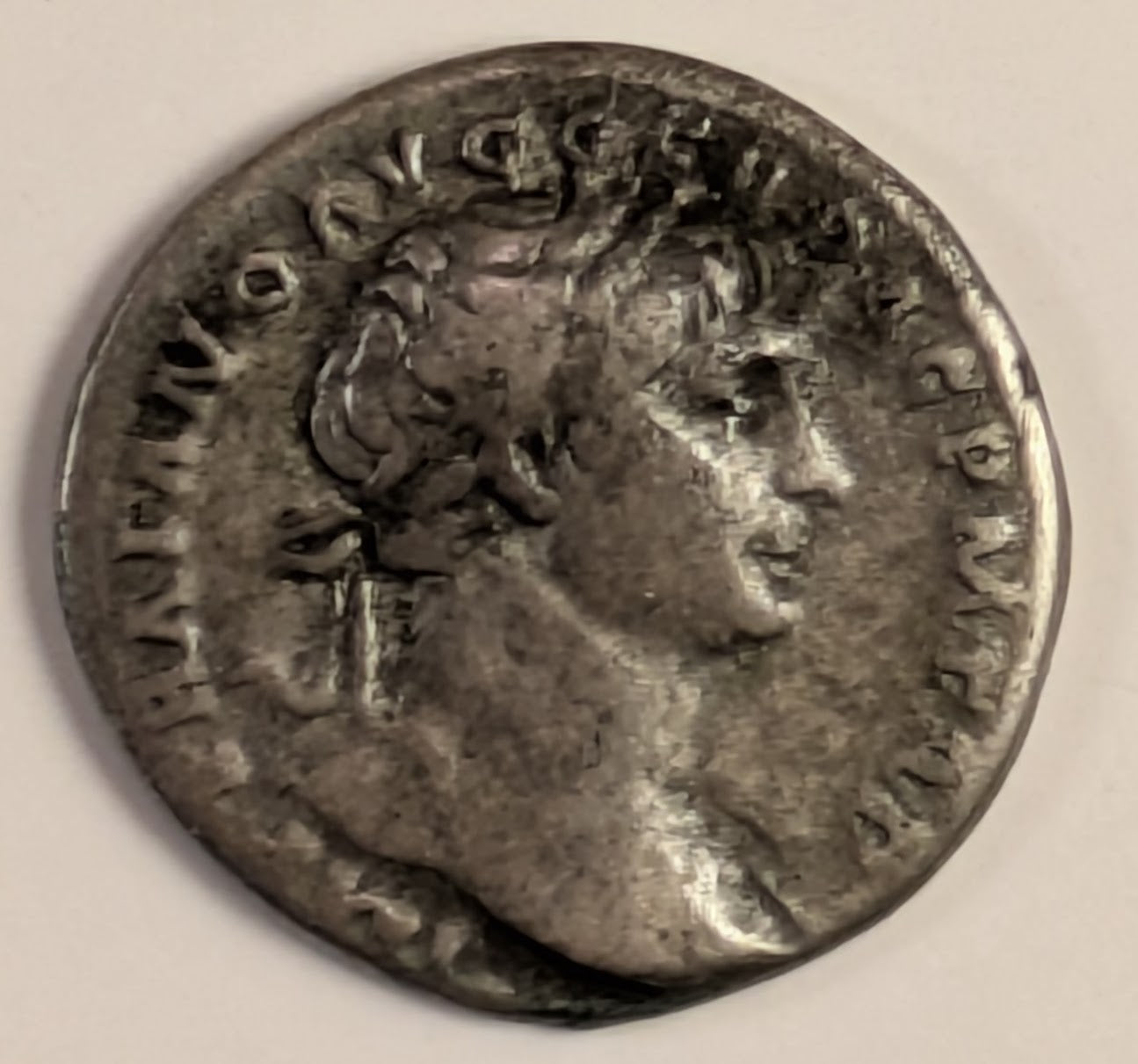 ROMAN EMPIRE, Trajan ~ 98-117 AD (111) ~ Silver Denarius (3.10g) ~ Laureate bust right IMP TRAIANO AVG GER DAC PM TRP ~ Aeternitas standing left holding heads of Sol and Luna COS V PP SPQR OPTIMO PRINC ~ SR-3116, RIC-91, C-3 ~ F-FV