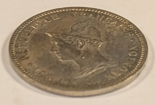 REUNION, French Overseas Department ~ 1896 ~ 1 Franc ~ One year type ~ Y-2, KM-5, Lec-46 ~ Toned EF