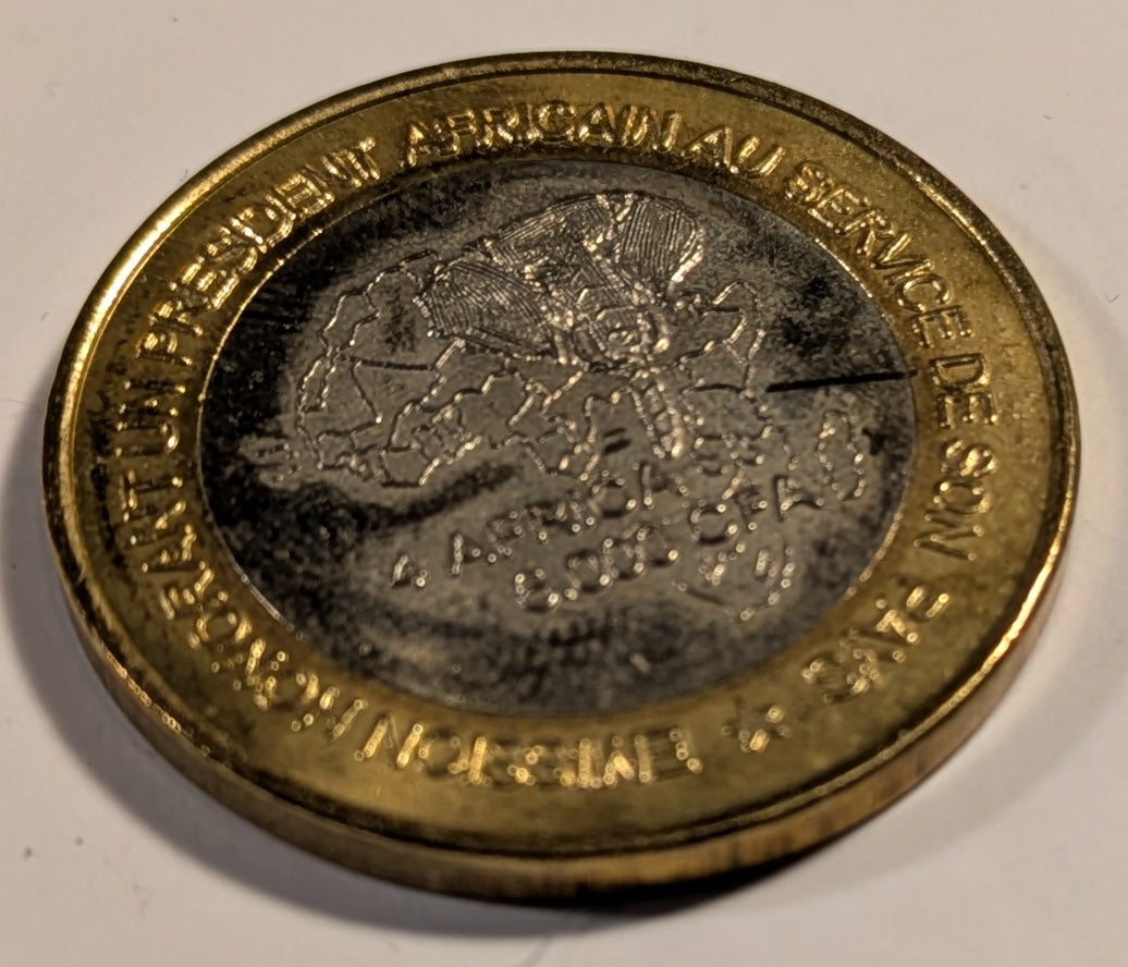 NIGER, West African States ~ 2003 ~ 6000 CFA Francs ~ Bimetallic ~ President Mamadou Tanja ~ Elephant, Map of Africa ~ Low mintage ~ KM-14 ~ BU