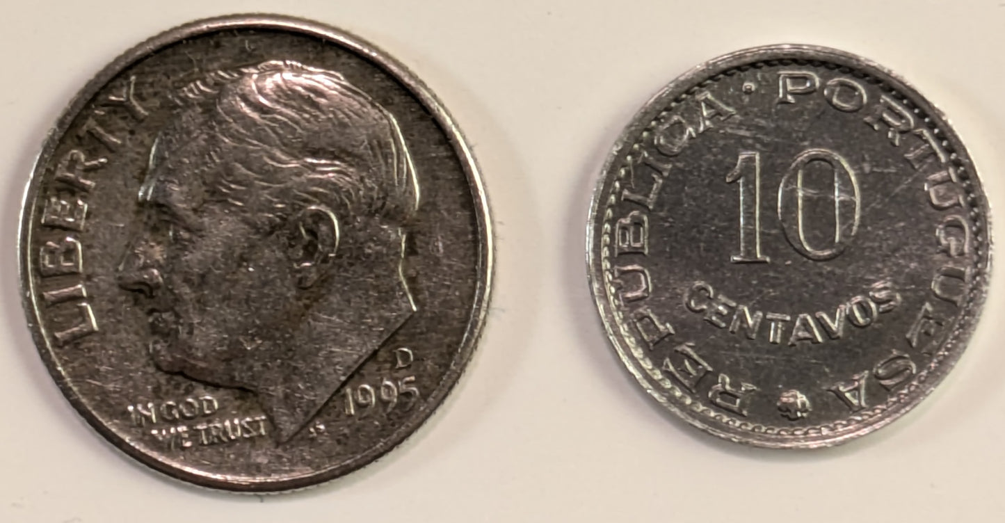 PORTUGUESE GUINEA, One year type ~ 1973 ~ 10 Centavos ~ Y-12, KM-12 ~ BU