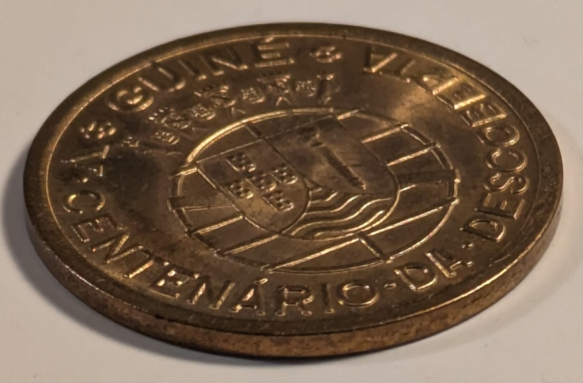 PORTUGUESE GUINEA, One year type ~ 1946 ~ 50 Centavos ~ 500th anniversary of the discovery of Portuguese Guinea ~ Y-6, KM-6 ~ Gem virtually full red BU