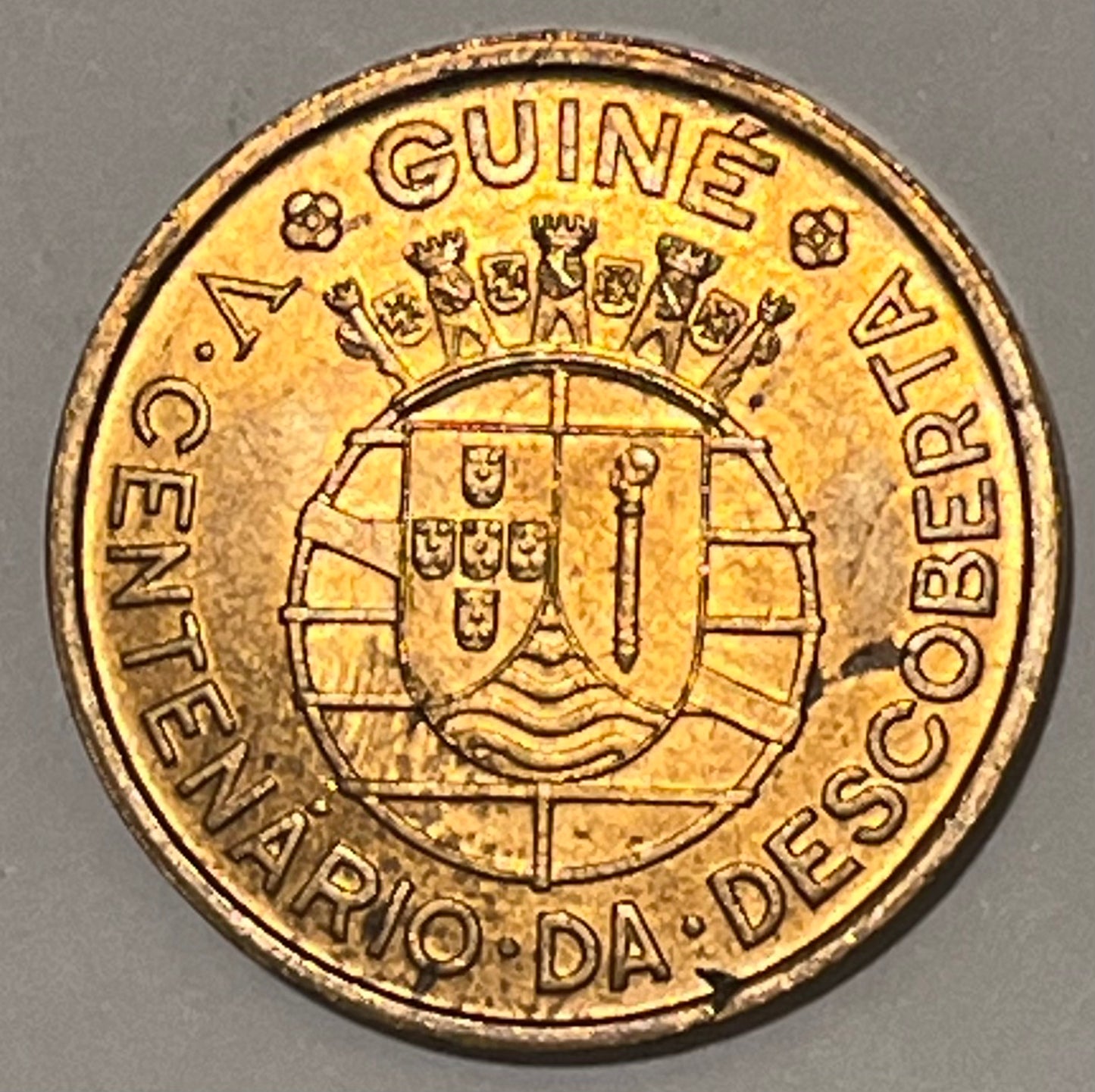 PORTUGUESE GUINEA, One year type ~ 1946 ~ 1 Escudo ~ 500th anniversary of the discovery of Portuguese Guinea ~ Y-7, KM-7 ~ Gem virtually full red BU