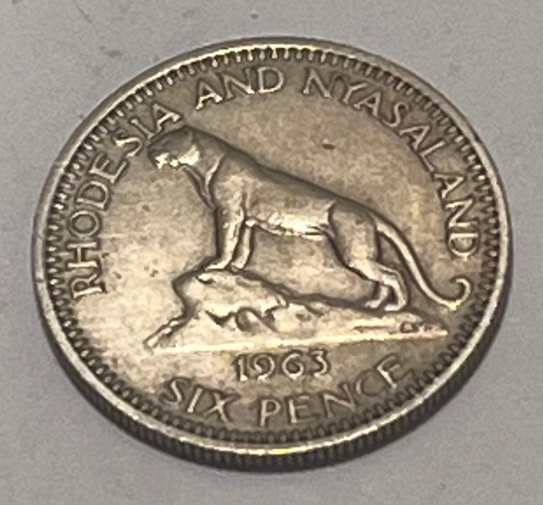 RHODESIA & NYASALAND, Federation ~ 1963 ~ 6 Pence ~ Y-4, KM-4 ~ AU