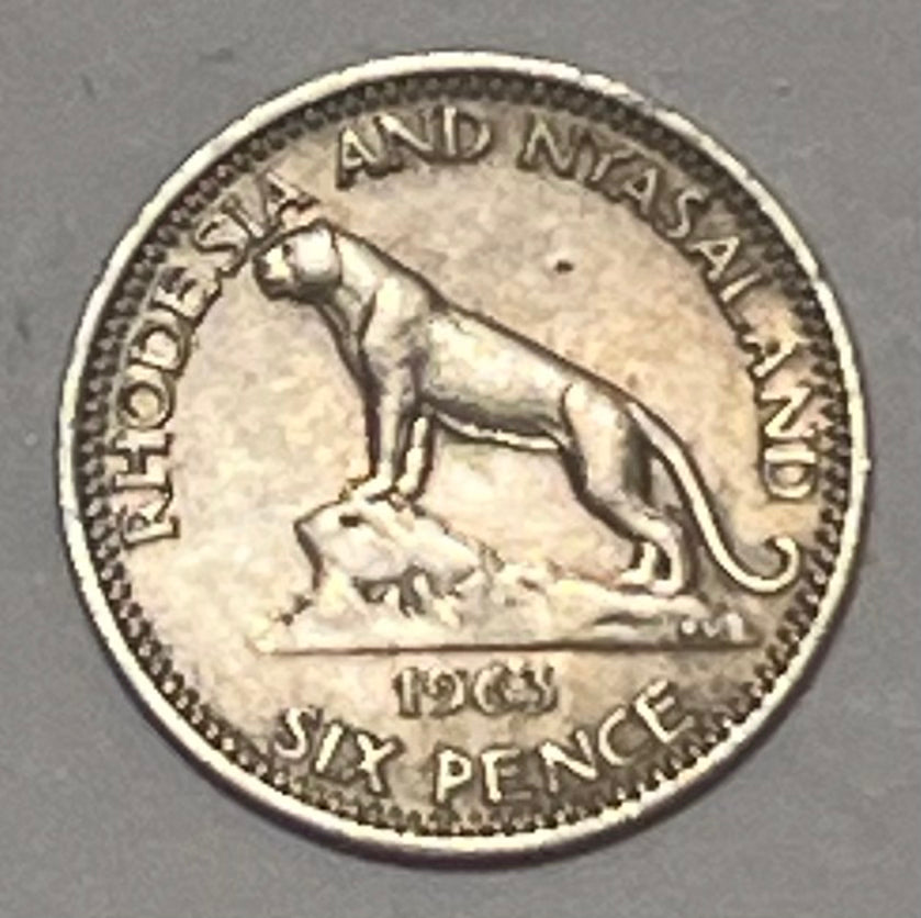 RHODESIA & NYASALAND, Federation ~ 1963 ~ 6 Pence ~ Y-4, KM-4 ~ AU