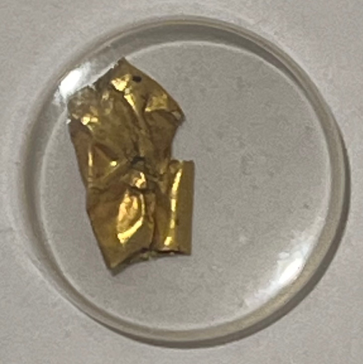 ROME, c. 200 BC - 200 AD ~ Gold Bulla or amulet (.11g of 18K) ~ c. 7 x 12 mm, very thin gold. Bulla are typically round seals or (Latin) "a bubble." ~ A knowleagable numismatist thought it was more likely an amulet.