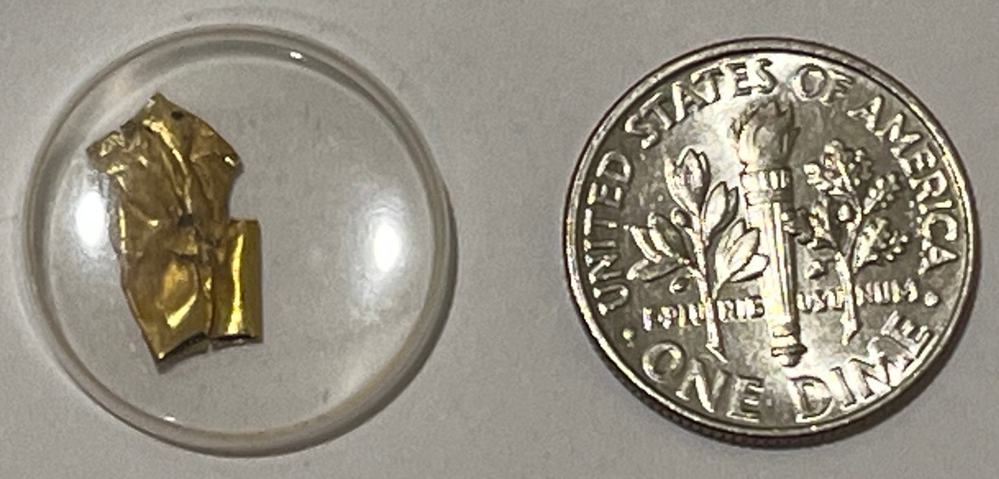 ROME, c. 200 BC - 200 AD ~ Gold Bulla or amulet (.11g of 18K) ~ c. 7 x 12 mm, very thin gold. Bulla are typically round seals or (Latin) "a bubble." ~ A knowleagable numismatist thought it was more likely an amulet.