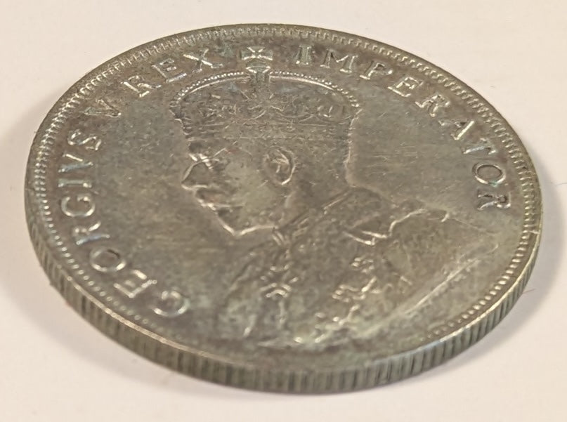 SOUTH AFRICA, Union of So. Africa, Dominion  ~ 1927 ~ 1 Florin ~ Crowned bust of George V left ~ Arms divides date. Denomination as FLORIN.  ~ Y-20, KM-18 ~ VF/EF