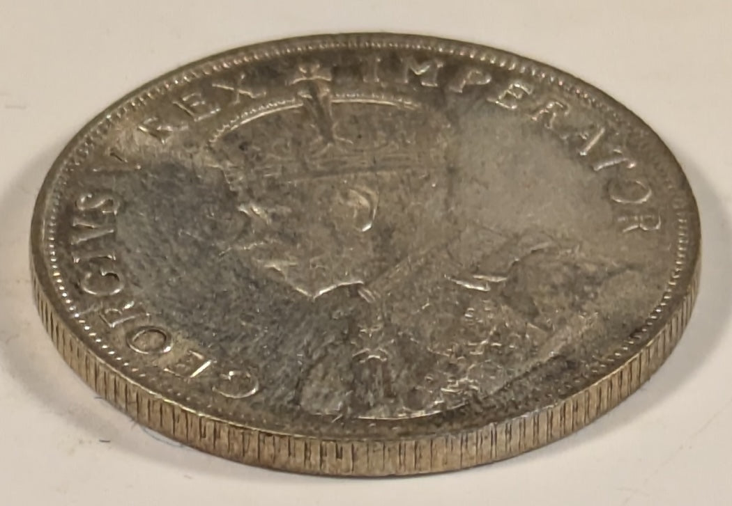 SOUTH AFRICA, Union of So. Africa, Dominion  ~ 1928 ~ 1 Florin ~ Crowned bust of George V left ~ Arms divides date. Denomination as FLORIN.  ~ Y-20, KM-18 ~ EF