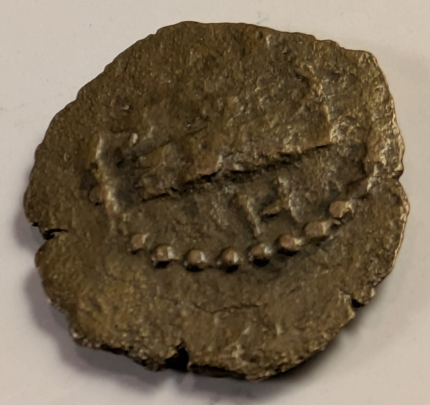 JUDAEA, Herod Archelaus ~ 4 BC - 6 AD ~ AE Prutah (1.46g) ~ Prow of Galley left H (PW) ~ (EON) in wreath ~ H-1197 ~ G-VG