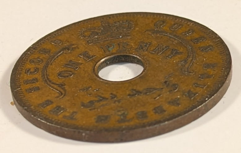 BRITISH WEST AFRICA, Elizabeth II ~ 1957-(K)N ~ Penny ~ This is the coin that Krause lists as N mint error as the K is barely visible ~ Rare, listed by Krause as an Error ~ Y-39, KM-33 ~ VF