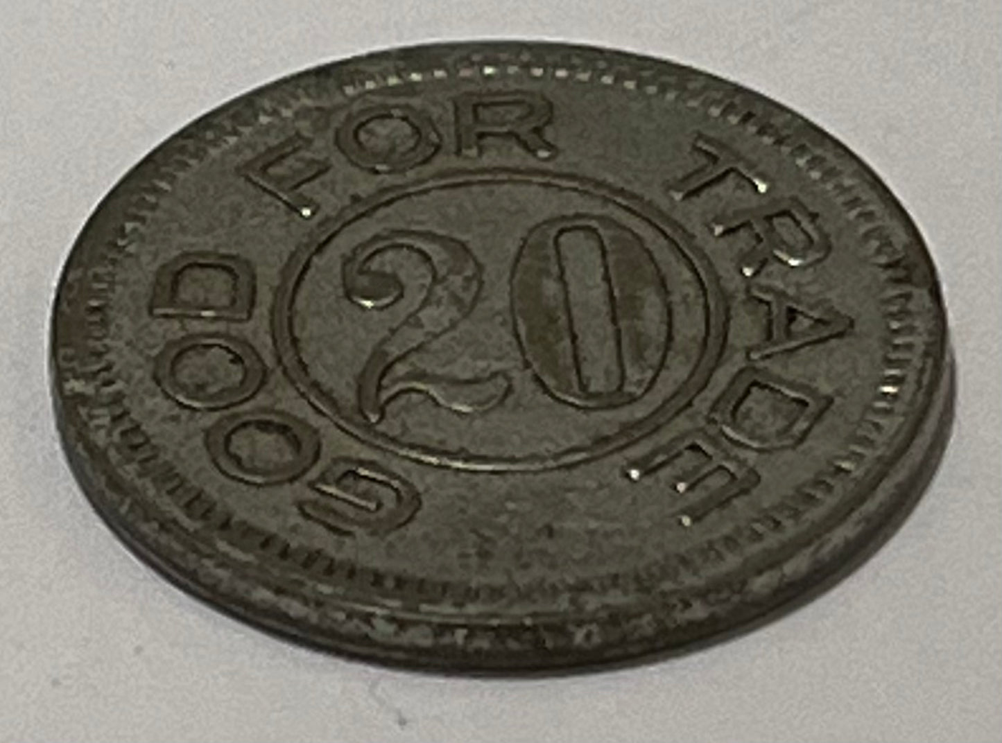 CHINA, Shanghai, Good For Trade Token ~ 1930s? ~ Nickel-plated brass 21mm round ~ "ROSELAND/SHANGHAI" around 20 ~ "GOOD FOR TRADE" around 20 ~ TC-180489 ~ VF