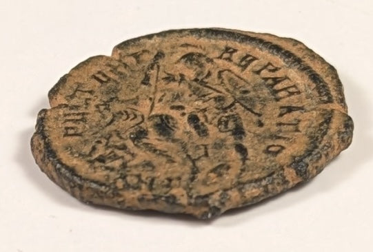 ROME, Julian II as Caesar. 355-360 ~ 361-365 (356-8) ~ Æ16 (2.41g) reduced maiorina ~ Bare-headed, draped cuir. bust rt DN IVLIANVS NOB CAES ~ helmeted soldier spearing fallen horseman. FEL TEMP-REPARATIO. AN ΓI, Antioch mint. ~ VF