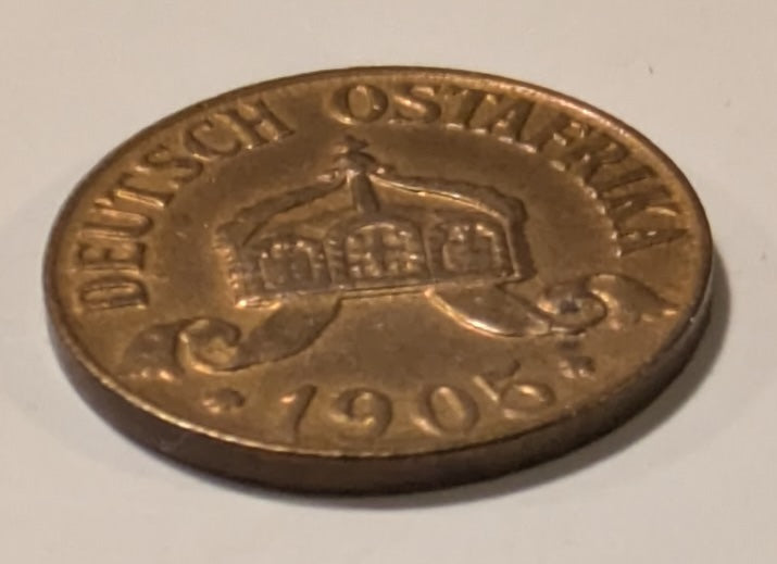 GERMAN EAST AFRICA, Wilhelm II of Prussia ~ 1905-J (Hamburg) ~ 1/2 Heller ~ Y-6, KM-6 ~ R&B unc