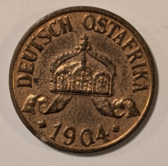 GERMAN EAST AFRICA, Wilhelm II of Prussia ~ 1904-A (Berlin) ~ 1/2 Heller ~ Key date ~ Y-6, KM-6 ~ Mostly red unc