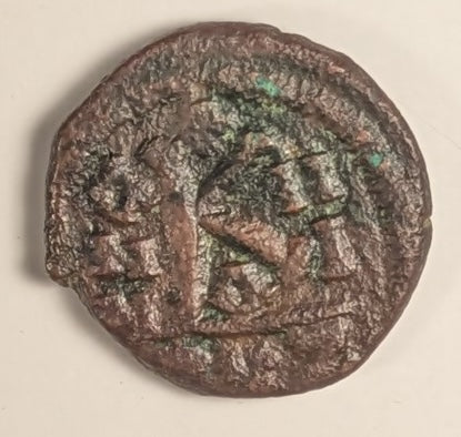 BYZANTINE, Maurice Tiberius  ~ 582-602 (Year 3 584-5) ~ Æ Half Follis (5.98g) ~ Crowned cuirassed facing bust ~ Large K, ANNO III, KYZ in ex. Cyzicus mint. Ex CNG XIX, Lot 241 (Feb. 1992). Scarce ~ SB-520, MIB-89D ~ aVF