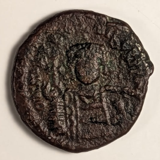 BYZANTINE, Maurice Tiberius  ~ 582-602 (Year 3 584-5) ~ Æ Half Follis (5.98g) ~ Crowned cuirassed facing bust ~ Large K, ANNO III, KYZ in ex. Cyzicus mint. Ex CNG XIX, Lot 241 (Feb. 1992). Scarce ~ SB-520, MIB-89D ~ aVF