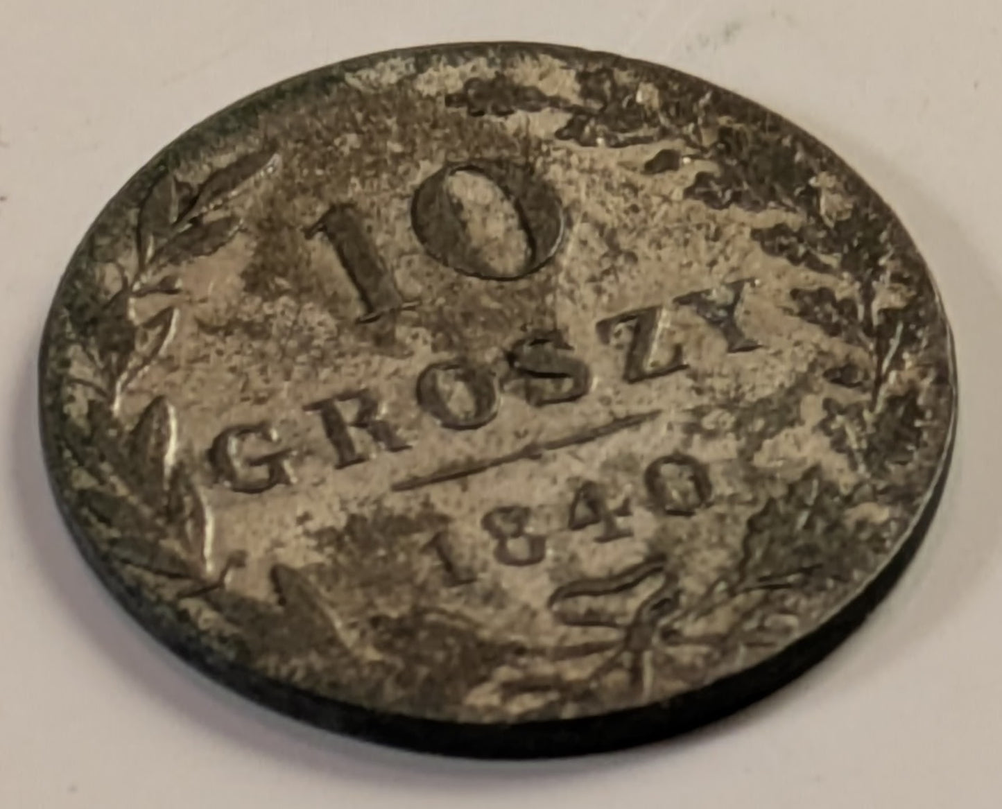 POLAND, Nicholas I of Russia ~ 1840-MW ~ 10 Groszy ~ Double headed eagle, shield with wreath on breast ~ value and date within wreath in 3 lines ~ Toned VF