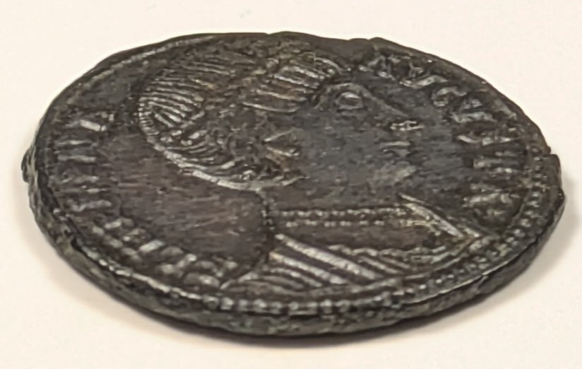 ROMAN EMPIRE, Helena, mother of Constantine ~ Died 329 ~ Æ3 (2.75g) Centonionalis ~ Diademed, draped bust right FL HELENA AVGVSTA ~ Security stg left w branch in r hand wreath in l. field II in r, SMALL dot, ALEXANDRIA mint ~ RIC-53, SR-16632 ~ Ch. E