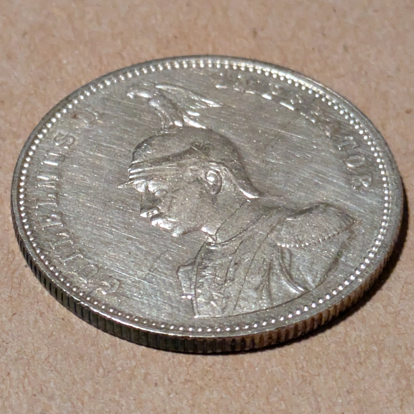 GERMAN EAST AFRICA, German East Africa Company ~ 1911-J ~ Rupie of Hamburg ~ Helmeted bust left ~ Demonimation, date and mintmark within wreath and legend ~ Y-15, KM-10 ~ Ch. AU, lightly brushed