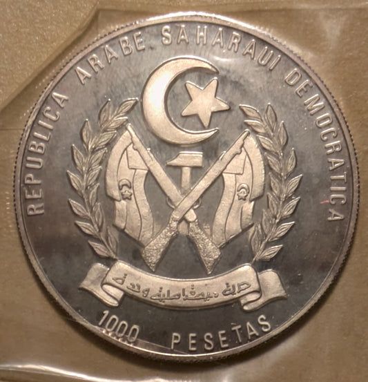 SAHRAWI, Arab Democratic Republic ~ 1992 ~ 1000 Pesetas/10 Ecu ~ European Community ~ National Arms. Low ~ KM-10 ~ Gem Proof