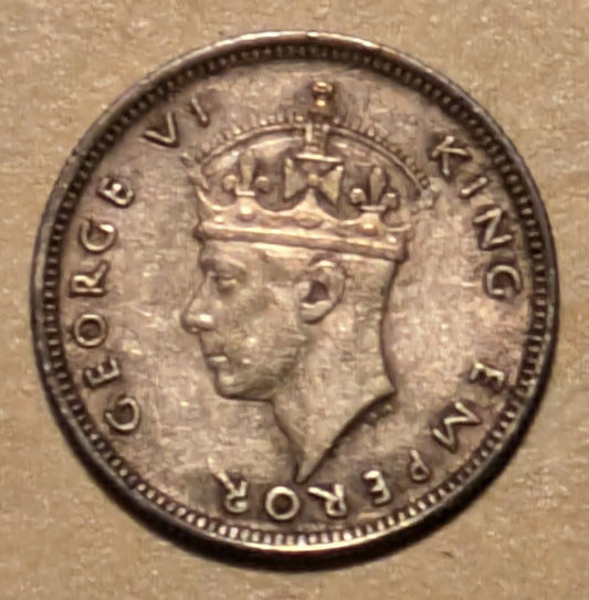 MAURITIUS, George VI ~ 1938 ~ Silver 1/4 Rupee (22k) ~ One year type ~ Y-16, KM-18 ~ Toned EF