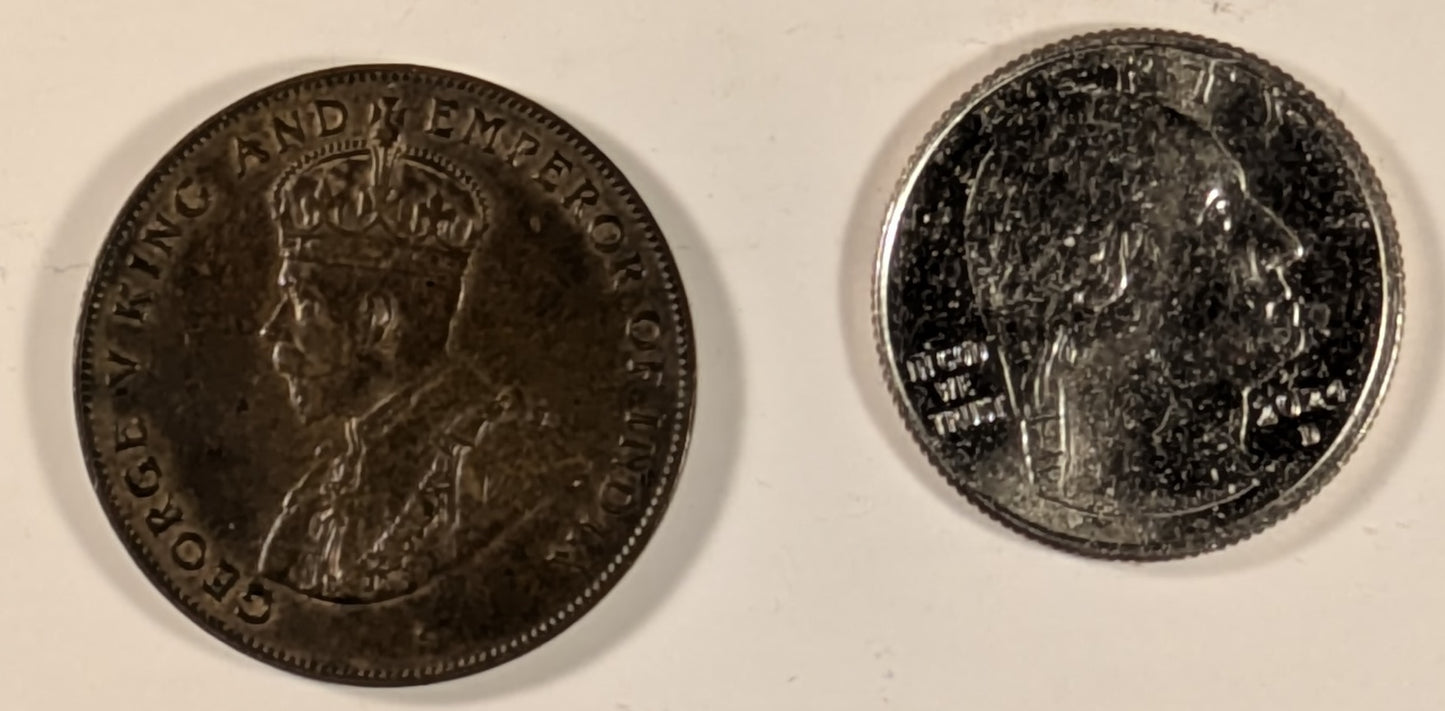 MAURITIUS, George V ~ 1924 ~ 5 cents ~ KM-14, Y-8 ~ EF, hints of red