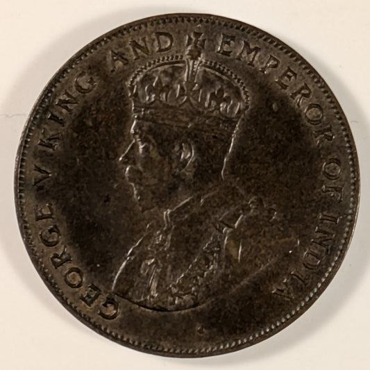 MAURITIUS, George V ~ 1924 ~ 5 cents ~ KM-14, Y-8 ~ EF, hints of red