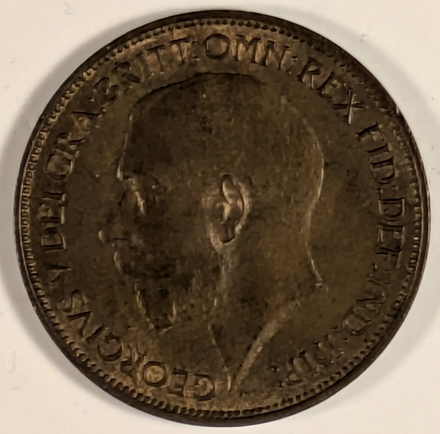 GREAT BRITAIN, George V ~ 1924 ~ Half Penny ~ Y-61.1, KM-89 ~ Brown unc., touch of red