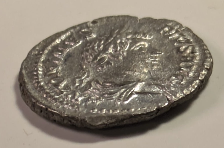 ROME, Caracalla ~ 198-217 AD (205 AD) ~ Silver Denarius (2.88g) ~ Laureate bust right ~ Felicitas standing left, holding short caduceus & cornucopia FELICITAS AVGG ~ SR-6799, RIC-127, RSC-64 ~ Nice EF