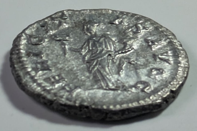 ROME, Caracalla ~ 198-217 AD (205 AD) ~ Silver Denarius (2.88g) ~ Laureate bust right ~ Felicitas standing left, holding short caduceus & cornucopia FELICITAS AVGG ~ SR-6799, RIC-127, RSC-64 ~ Nice EF