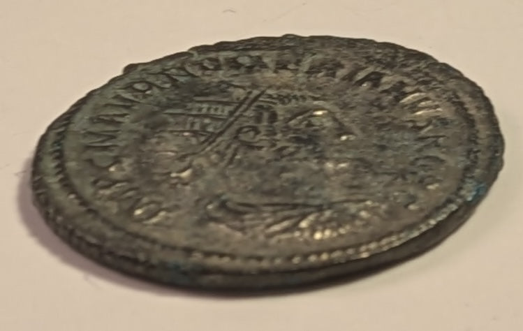 ROME, Numerian as Caesar 282-283 ~ 283-284 (283) ~ Bi Antoninianus (3.53g) ~ IMP CM AVR NVMERIANVS NOB C Radiate draped bust right. Antioch mint ~ VIRTVS AVGGG Figure on right present Victory to figure on left ~ SR-1222, RIC-378 ~ Toned VF