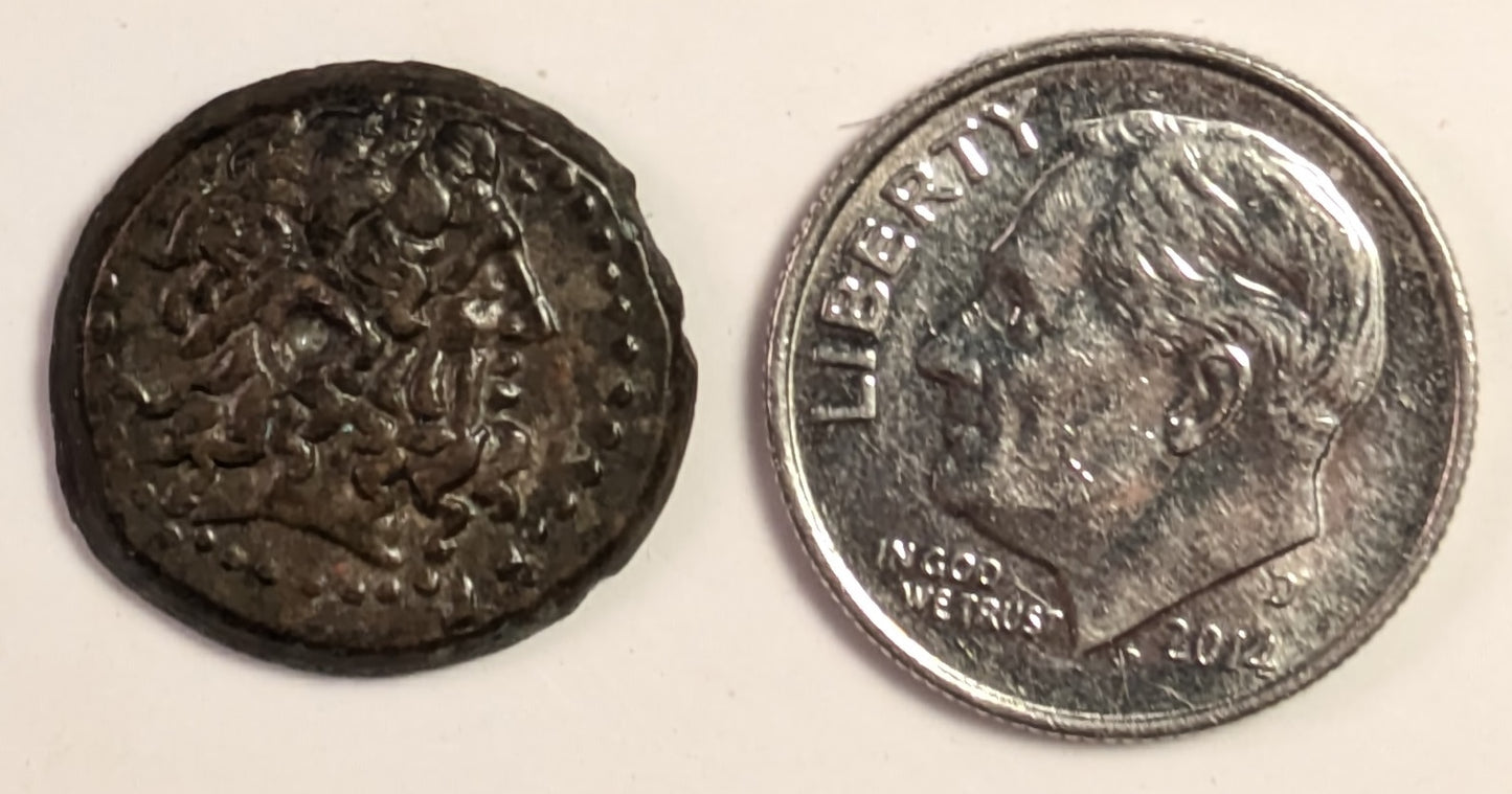 PTOLEMAIC EGYPT, Ptolemy III, Euergetes ~ 246-221 BC ~ Æ16 (1.92g) of Joppa in Judaea ~ Head of Zeus Ammon right,with diadem and floral ornament in dotted border ~ Eagle standing left on thunderbolt, harpa to left ~ SNG Cop-465 (PII) ~ EF and rare