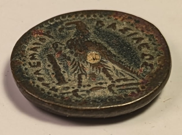 PTOLEMAIC EGYPT, Ptolemy III, Euergetes ~ 246-221 BC ~ Æ19 (5.27g) of Tyre ~ Head of Zeus Ammon right. Wolf attributes to PIII, SNG & Svo say PII ~ Eagle standing left on thunderbolt, club to left ~ SNG Cop-496-497, Svo0 709-710 ~ Ch. VF, nice portrait