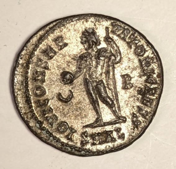 ROMAN EMPIRE, Licinius II  ~ 317-324 ~ Silvered Follios (3.14g) ~ Laur. bust left. Struck at Alexandria mintj ~ Jupiter standing left, hldg glove & sceptere, crescent to left, B to r, SMAL in ex ~ SR-15417, RIC-7, 25 ~ Ch. toned EF+