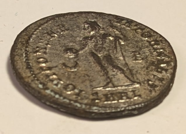 ROMAN EMPIRE, Licinius II  ~ 317-324 ~ Silvered Follios (3.14g) ~ Laur. bust left. Struck at Alexandria mintj ~ Jupiter standing left, hldg glove & sceptere, crescent to left, B to r, SMAL in ex ~ SR-15417, RIC-7, 25 ~ Ch. toned EF+