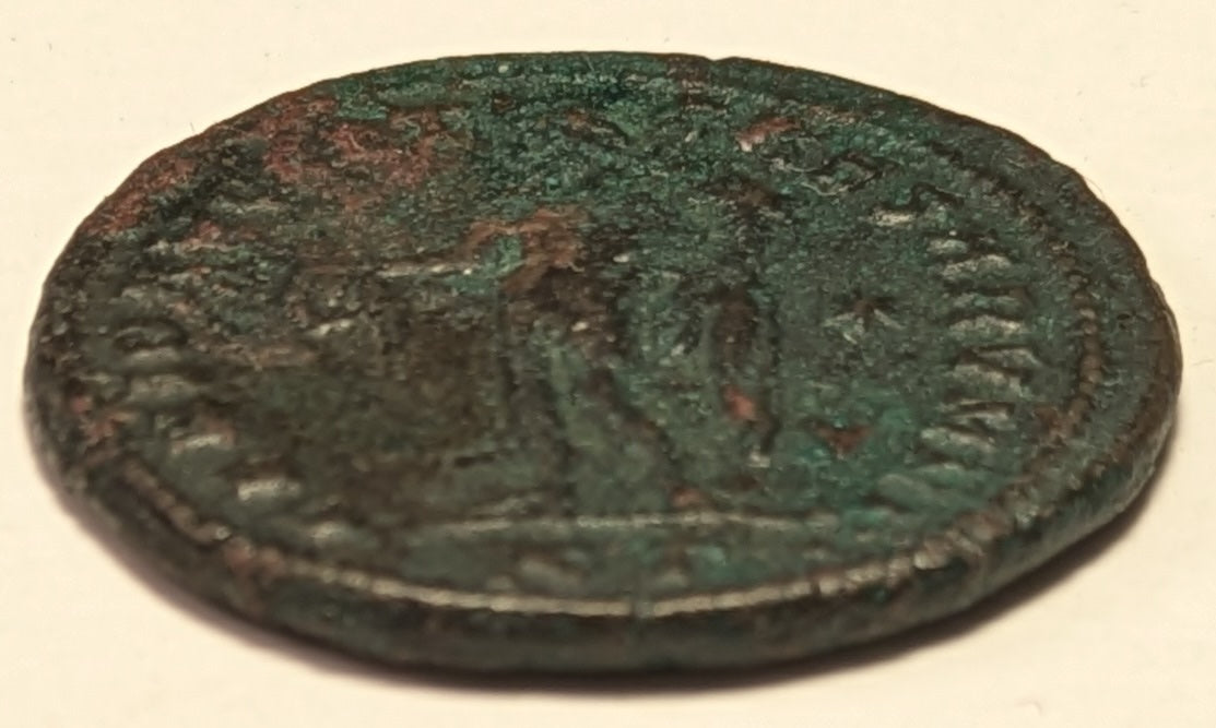ROME, Maximinus II ~ 309-313 AD (Early 307) ~ Æ Follis (8.96g) Cyzicus ~ Laureate bust right ~ GENIO AVGG ET CAESARVM  NN Genius pouring libation from patera, KΓ in ex, star in r. field ~ RIC-VI, 26a, SR-14716 ~ VF, brown-green patina