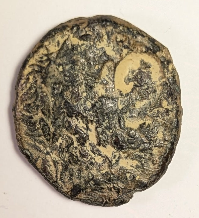 SYRIA, COELE-SYRIA, Dynasts of Chalkis. Ptolemy ~  c. 85-40 BC ~ Æ19 (5.33g) ~  Laureate head of Zeus right ~ c/m of Cleopatra VII (?) right ~ Eagle flying right. Attribution of c/m to Cleopatra is speculative ~ BMC-20, 2, Lindgren III-1230 ~ Fine