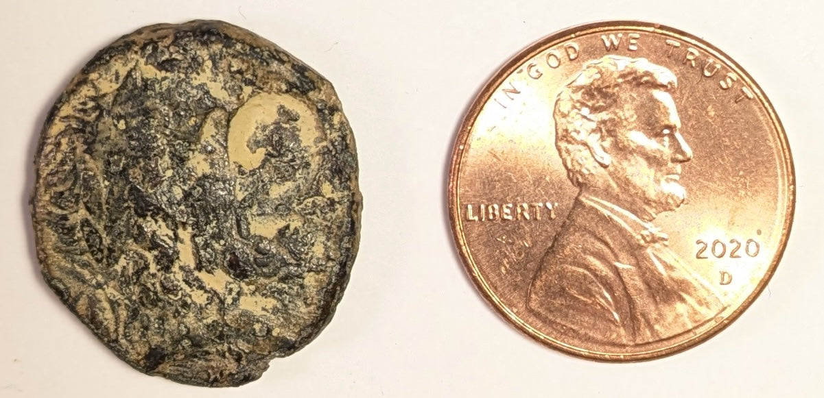 SYRIA, COELE-SYRIA, Dynasts of Chalkis. Ptolemy ~  c. 85-40 BC ~ Æ19 (5.33g) ~  Laureate head of Zeus right ~ c/m of Cleopatra VII (?) right ~ Eagle flying right. Attribution of c/m to Cleopatra is speculative ~ BMC-20, 2, Lindgren III-1230 ~ Fine