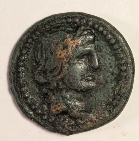 MYSIA, Cyzicus ~ 2nd-1st Cent. AD ~ Æ16 (2.54g) ~ Head of Kore Soteria right ~ Lyre KYZI around. This is the Lindgren plate coins and is from the Roger Liles collection ~ Lind-226, BMC-172 ~ VF, green patina, slightly porous