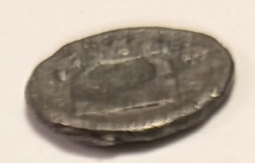 SICILY, Katane ~ c. 415-412 BC ~ Silver Tetrantes or Trionkia (.22g) ~ Laureate head of Apollo right ~ Kithara (lyre), 3 dots around. ~ Hoover-595. ~ F/F+, bit grainy. Very rare.