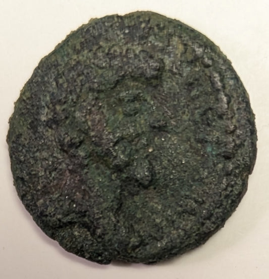 JUDAEA, Gaza, Septemius Severus ~ 193-211 ~ Æ22.5, (8.87g) ~ His bust right ~ Io and city-goddess ~ Ros-138 ~ aVF, deep green patina