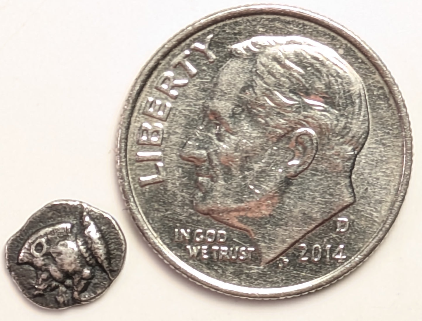 MYSIA, Cyzicus ~ 480-400 BC ~ AR Trihemitartemorion (.29g) ~ Forepart of running boar left, tunny behind ~ Head of lion left, mouth open, in incuse square. Tiny denomination = 3/8 of an obol ~ cf.BMC-120v ~ Toned VF