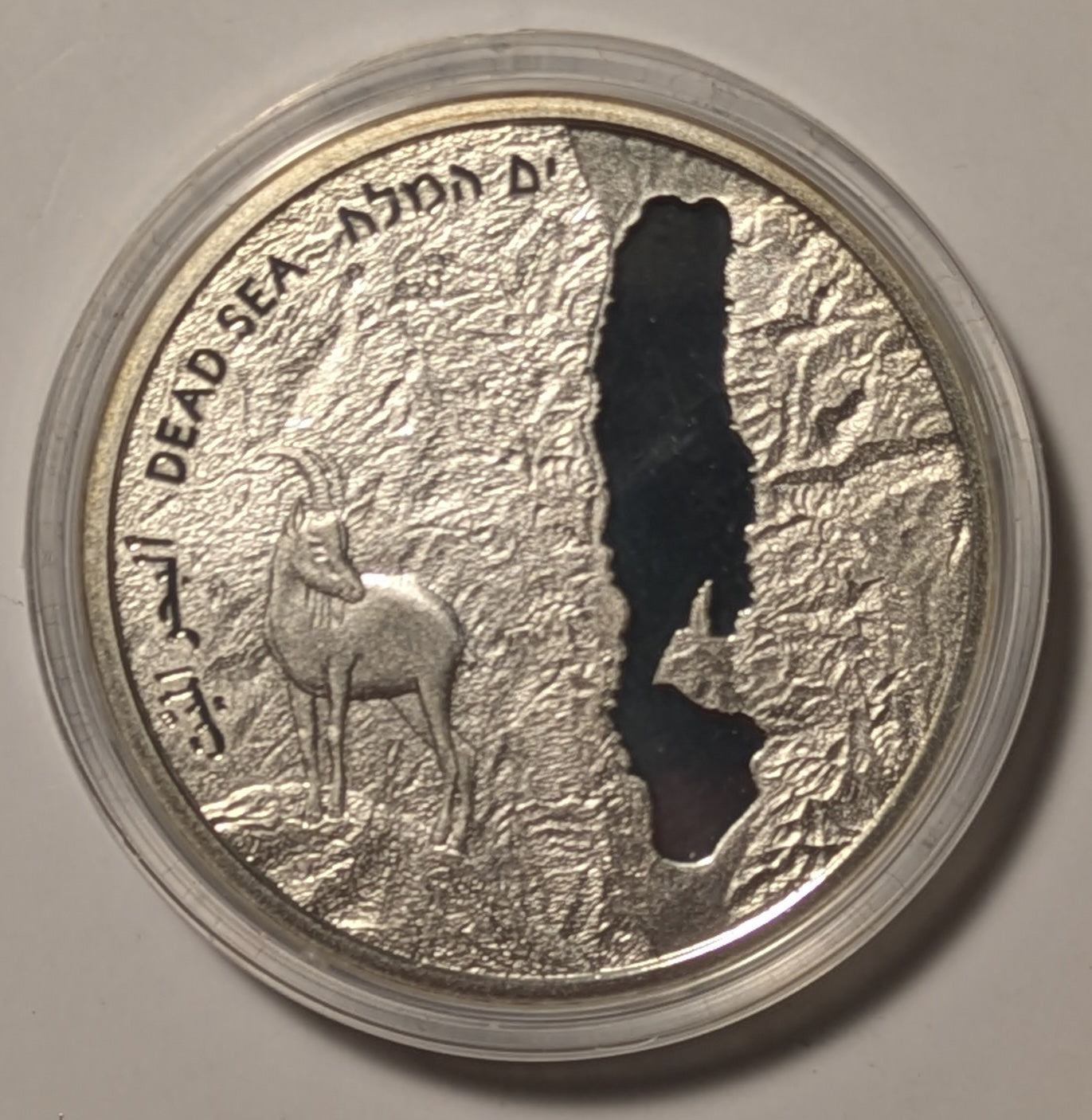 ISRAEL, 63rd Anniversary Coin ~ 2011/5771 ~ 1 New Sheqel ~ Ibex standing in front of Dead Sea ~ KM-481, A-54 ~ Choice Proof-like
